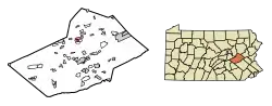 Location of Frackville in Schuylkill County, Pennsylvania