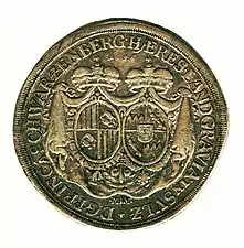 Alliance crest on Schwarzenberg Ducat, which was the own currency issued by the House of Schwarzenberg