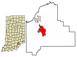 Location of Scottsburg in Scott County, Indiana.