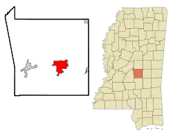 Location of Forest, Mississippi