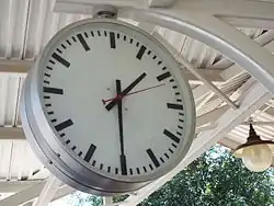 The  Swiss Railway Clock  donated to the McCormick-Stillman Railroad Park by the City of Interlaken, Switzerland. This was done in commemoration of the sister cities partnership of the cities of Interlaken and Scottsdale. The Swiss Railway Clock was designed in 1944 by Hans Hilfiker and was used by the Swiss federal Railways as a station clock.