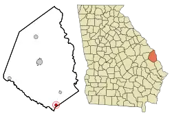 Location in Screven County and the state of Georgia