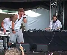 P-Money (right) with Scribe at the Big Day Out in 2007.
