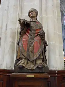 North transept- polychrome wood statue of saint Germain l'Auxerrois (15th c.)
