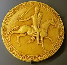 Photograph of the 1195 seal of Richard I of England. Exhibited in the History Museum of Vendee