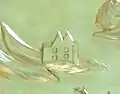 Hiram Johnson State Building, San Francisco (c. 1998): The building on this seal, in the building's auditorium, looks somewhat like one of the city's famous painted ladies Victorian homes.