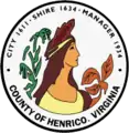 Likeness of Pocahontas on the seal of Henrico County, Virginia