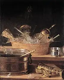 Metal Vessels and Glassware in a Basket (Staatliche Kunsthalle Karlsruhe)