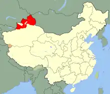 Color-coded map of China