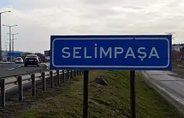 Place name sign of Selimpaşa at state road D.100