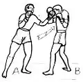 A left bolo punch in attack