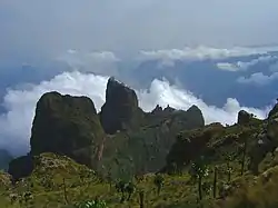 A mountain landscape with deep precipices.