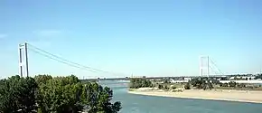 Night view of Semey bridge on Irtysh River on AH60