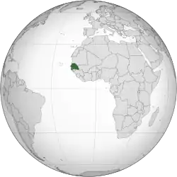 Location of Senegal (dark green)