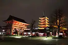 The temple during nighttime