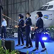 Indonesian Air Force flight attendants uniform seen with the 17th Air Squadron, 1st Air Wing