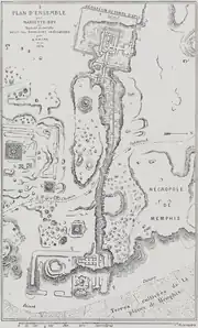 Map of Saqqara with the Avenue of Sphinxes leading to the Serapeum