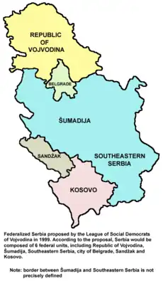 Republic of Vojvodina within federalized Serbia, proposed by the League of Social Democrats of Vojvodina in 1999.