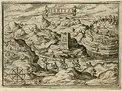 Landscape near Saris, on a 1587 print by Jean Zuallart