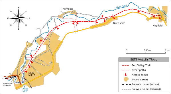 Schematic map of the Sett Valley Trail.