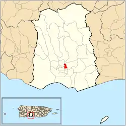 Location of barrio Sexto within the municipality of Ponce shown in red
