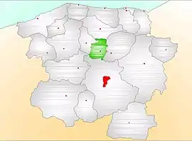 Map showing Seydiler District (green) in Kastamonu Province