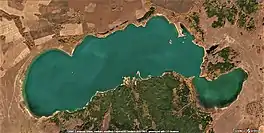 Shalkar lake with the village in the lower right angle