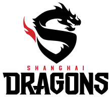 The logo for the Shanghai Dragons features a stylized dragon in the shape of the letter 'S'.