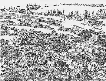 The walled city of Shanghai during the Ming Dynasty