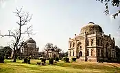 Shisha Gumbad in front and Bara Gumbad with Mosque at back