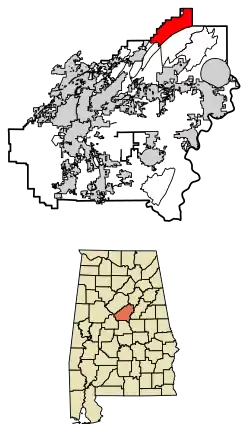 Location of Dunnavant in Shelby County, Alabama.