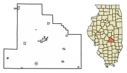 Location of Oconee in Shelby County, Illinois.