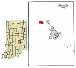 Location of Fairland in Shelby County, Indiana.