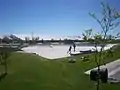 Curt Brinkman Park features a skateboarding park that was created by James Simpson in 1994.  Shelley High School is in the background.