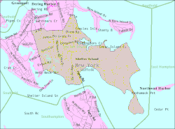 U.S. Census map of the CDP of Shelter Island