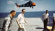 Astronaut Alan B. Shepard onboard Lake Champlain on 5 May 1961