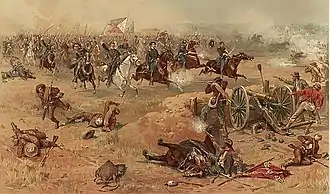 painting showing a cavalry charge