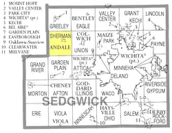 Location of Sherman Township in Sedgwick County