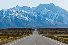 Baldwin (left), Morrison (right) seen from the north on Benton Crossing Road in Long Valley