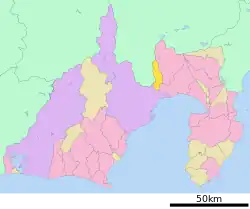 Location of Shibakawa in Shizuoka Prefecture