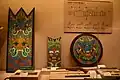 Shields from the Joseon Dynasty, two sizes of Pavise, and a Pengbae, the round shield.