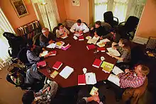 Classes at Shimer College are traditionally held around octagonal tables