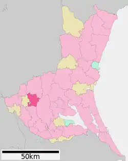 Location of Shimotsuma in Ibaraki Prefecture