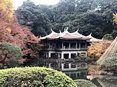 Shinjuku Gyo-en National Garden view during fall season in Shinjuku, Japan.