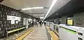 The Toei Shinjuku Line platforms in August 2020