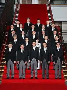 Stairs between the 2nd and 3rd floors. Commemorative photo after the cabinet formation