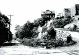 Shippen Street hairpin photograph from early 20th century; the cobblestone street and trap rock walls remain in good condition.