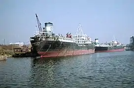 Laid-up shipping in No.1 dock, pre-1981