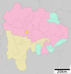 Location of Shōwa in Yamanashi Prefecture