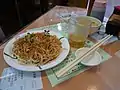 E-Fu noodle with ground dried shrimp at a Chinese noodle restaurant in Yuen Long, Hong Kong